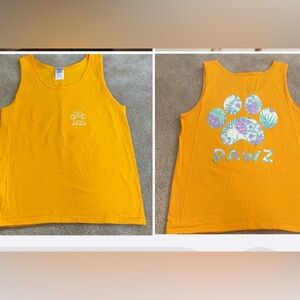 PAWZ Bright Yellow Pet Lovers Tank Top With Tropical Paw Print Design